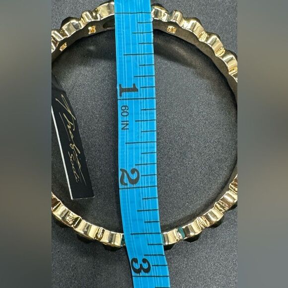 Thalia Sodi Beautiful Gold Tone Black Crystal Bangle Bracelet - Picture 8 of 8